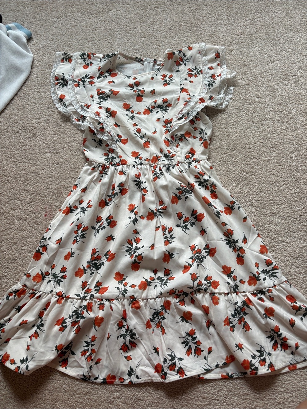 SHEIN White Mini Dress with Orange Floral Print